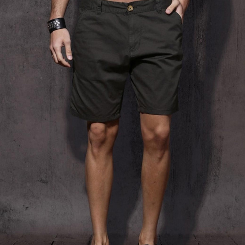 Men Charcoal Grey Solid Fit Regular Shorts