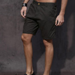 Men Charcoal Grey Solid Fit Regular Shorts
