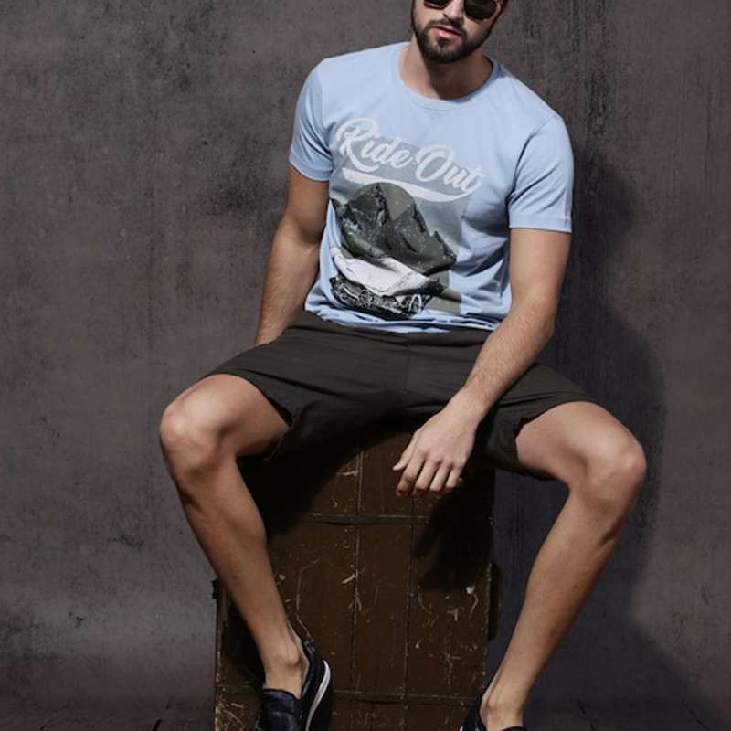 Men Charcoal Grey Solid Fit Regular Shorts